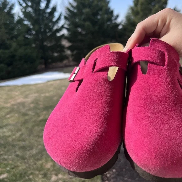 Birkenstock Boston fuchsia hot pink soft foot bed clog mules 38 7.5 shoes - Picture 2 of 11